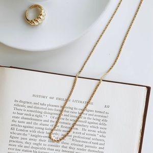 Gold 2mm wheat rope chain necklace